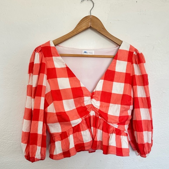 Lovers + Friends Gingham Crop Top Size Medium - Picture 2 of 9